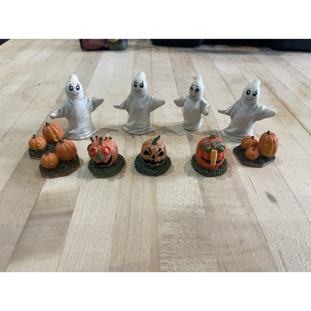 Halloween Figures Scarecrow Shelf Sittters Ghost Pumpkins Mini Poly Resin Lemax